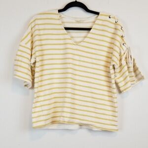 JANE & Delaney striped terry top w/tie sleeves